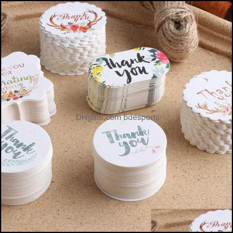 Christmas Decorations 50pcs Party Gift Box Decoration Drop Ornaments Pendant DIY Paper Label Floral Tags Thank You Hang