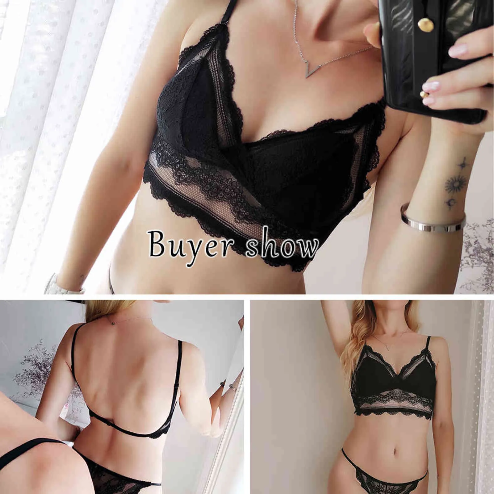 VRAIMMOI French Style Deep V Lace Bralette With Wireless Triangular Padded  Starbucks Cups 2022 And Backless Design Sexy And Soft Lingerie 211110 From  Dou04, $9.03