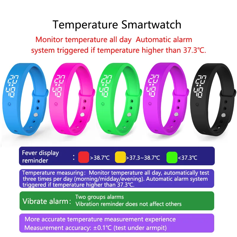 Body Temperature Smart Wristband Monitor Thermometer Vibration Alarm Watch  Fitness Bluetooth Waterproof Band from Dhgate Smart Wristbands