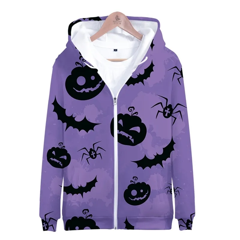 Halloween Digital Cor Impressão Adulto Crianças Zíper Camisola Para Homens e Mulheres