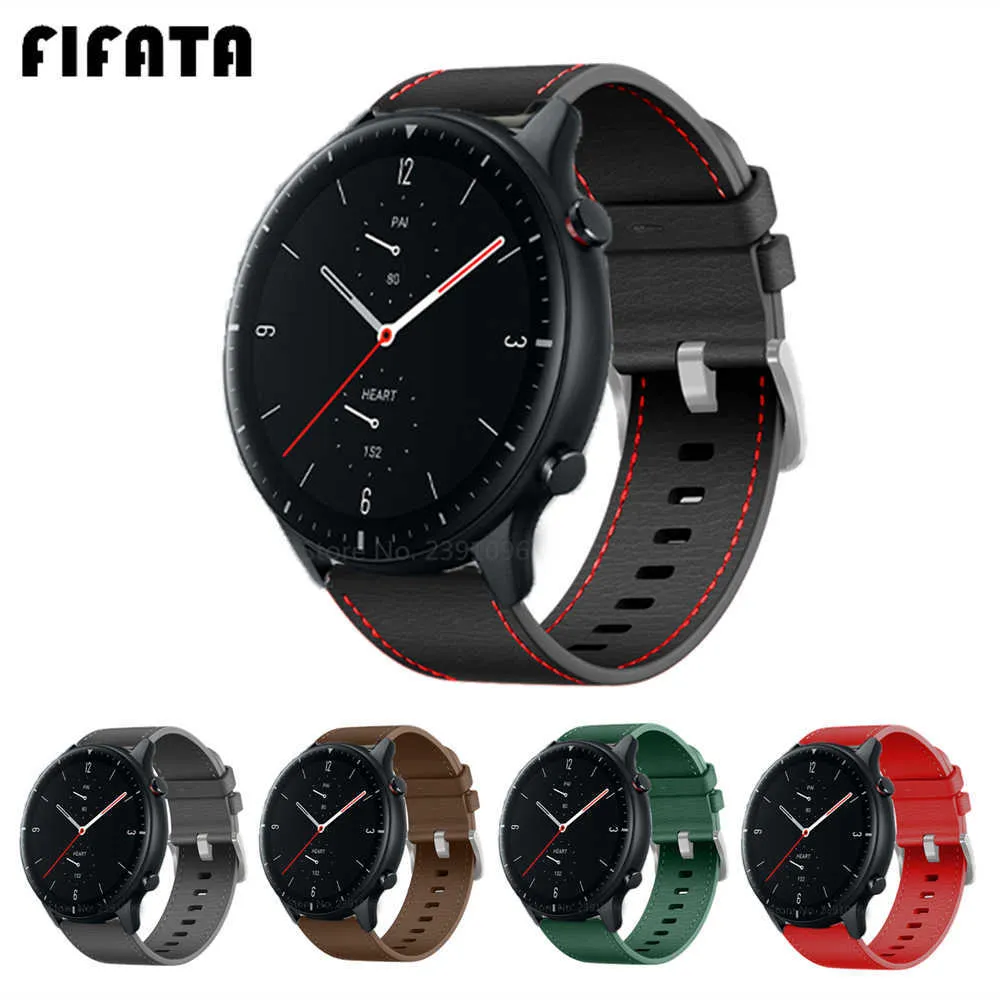 Fifata Leather Wrist Band för Amazfit GTR 2 -rem 22mm Watchband för Huami Amazfit GTR2 2E 47mm PACE STRATOS 3 2 2S Armband H0915