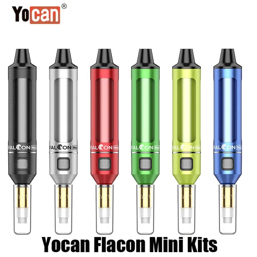 Authentique Kit Yocan Falcon Mini Kit de démarrage 650mAh Cire de batterie continue Heat Xtal 510 Tissez de fil Atomiseurs DAB Concentré Loki Bobine Vape Vaporisateur 100% A24