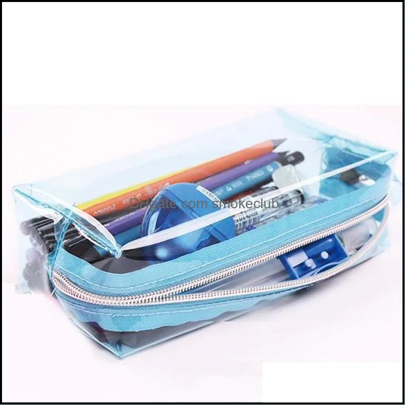 Fashion stationery Pencil Bag transparent candy color Pen Cases Free Shipping Student school Supplies Cosmetic Bag F20172928