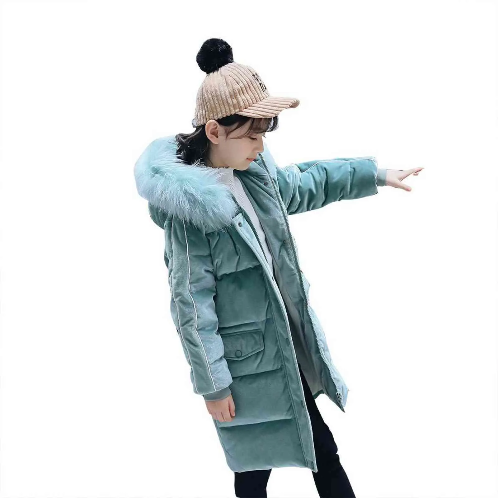 Childrens Down Jackets Girls Mid Length Winter Coat From Deng08
