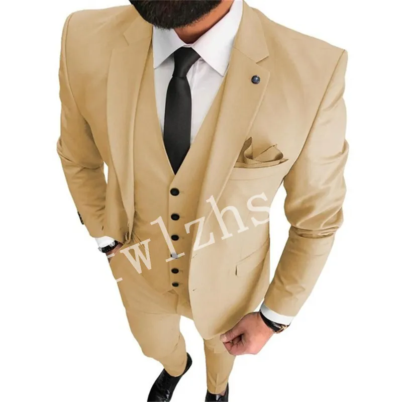 맞춤형 한 버튼 Groomsmen 노치 옷깃 신랑 턱시도 남성 웨딩 / 댄스 파티 / 저녁 식사 최고의 남자 블레이저 (자켓 + 바지 + 넥타이 + 조끼) W701