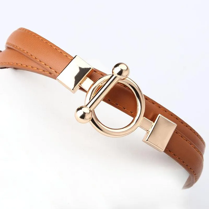 Belts Gold Buckle Thin Belt For Dress Adjustable PU Leather Women Ladies Centure Femme