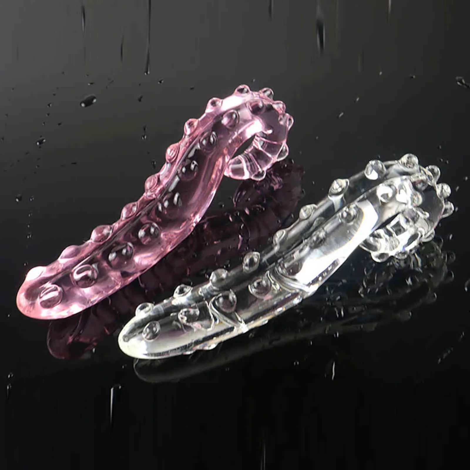 NXY Anal toys Pink White Hippocampus Tentacle Textured Sensual Glass Dildo Realistic Adults Butt Plug Sex Toys_voghion.com