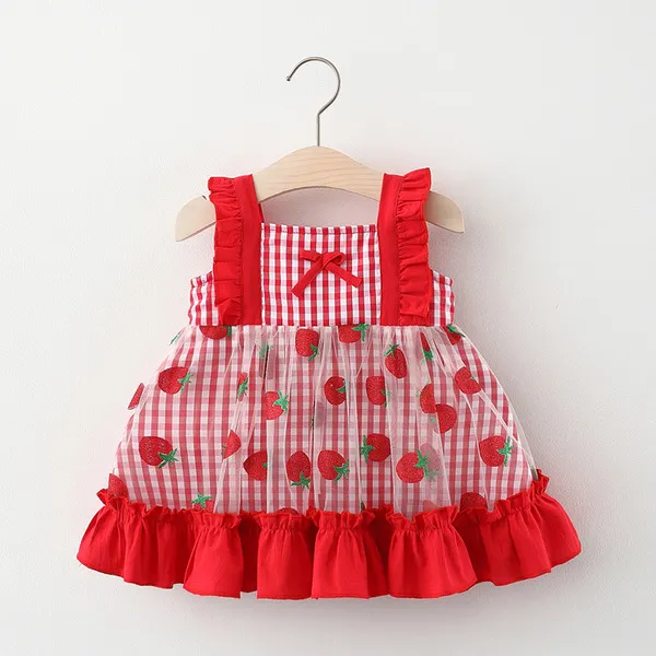 Ropa de verano para niñas recién nacidas, bonitos vestidos a cuadros sin mangas para bebés, ropa de cumpleaños, vestido para niñas pequeñas de 0 a 2 años Q0716