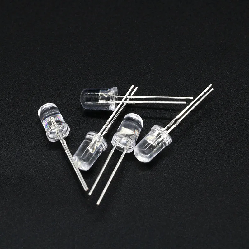 100pcs / lot Transparent Rond 5mm eau super brillante claire Vert Rouge blanc Jaune Bleu Lumière LED ampoules diode émettrice F5208O