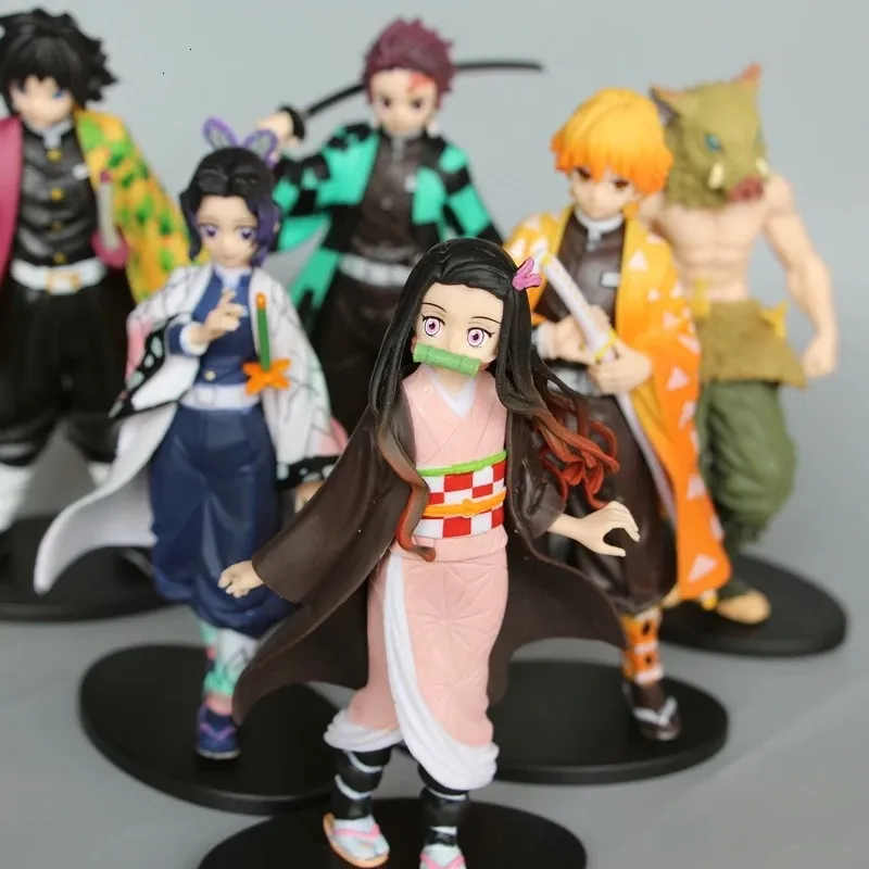 Anime Demon Demon Slayer Figura Acção Toy Figuras Kimetsu No Yaiba Kamado Tanjirou Nezuko PVC Modelo Brinquedos Presente Zenitsu Figurine Inosuke 6 Estilos por Epacket