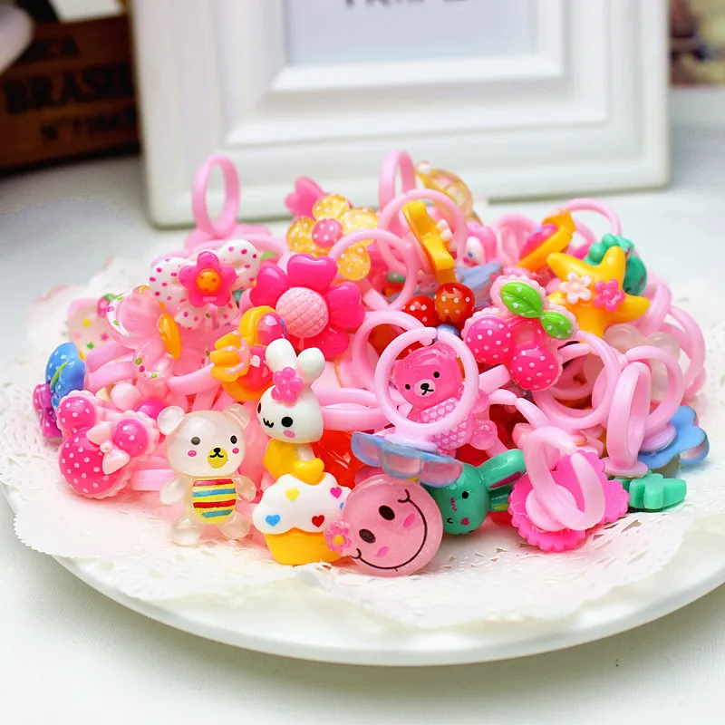 Moda Bambini Ragazze Neonati Bambini Piccoli Fiori Animali Anelli a cuore Gioielli Accessori regalo Colore della caramella Anelli da dito principessa 139 Q2