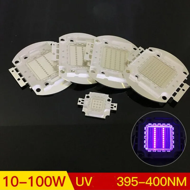 자외선 LED 칩 램프 비즈 낚시 LED COB 매니큐어 보라색 구슬 10W 20W 30W 50W 100W 395-400nm 900mA 9.0-11.0V 60-80-80-11.0V 60-80LM 45mil 10pcs