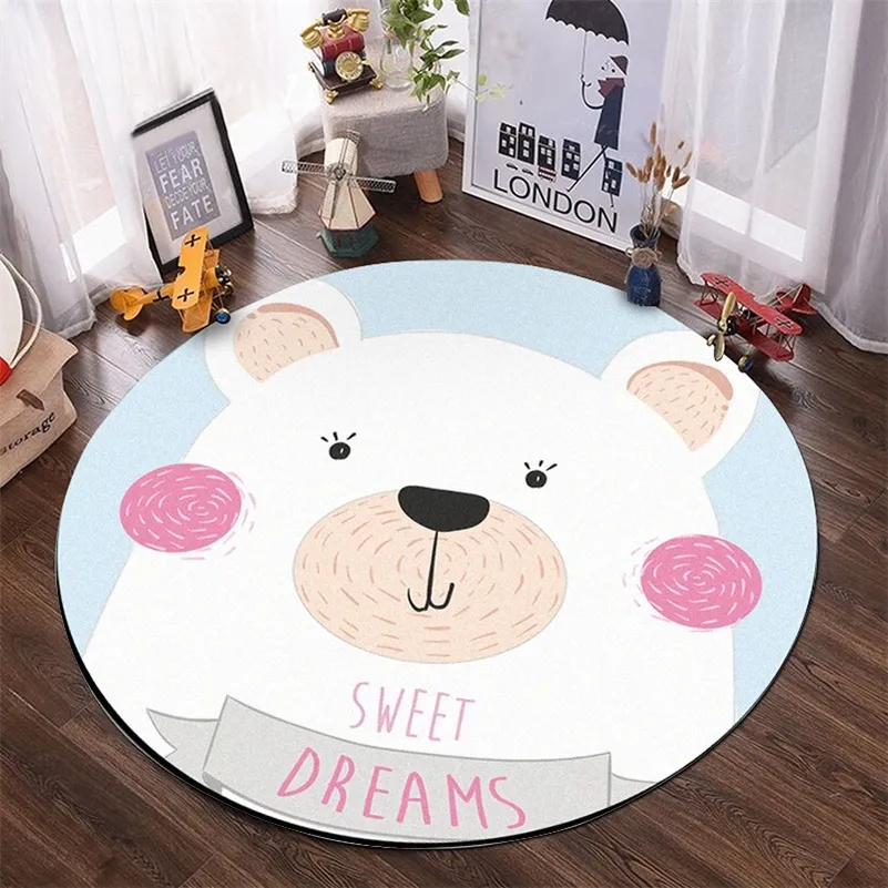 Dessin animé mignon enfant tapis animal ours dauphin imprimé enfant jouant couverture moderne bref tapis pour chambre à coucher pâle tapis de salon 210301