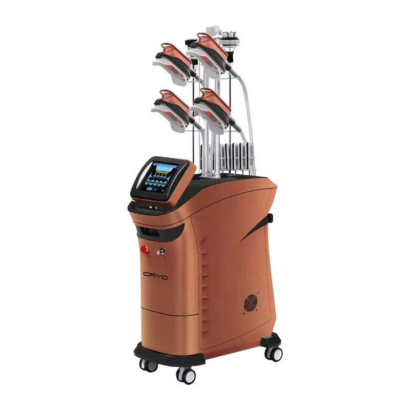 مباشرة تأثير cryo التخسيس سوبر 360 العلاج بالتبريد 4 مقابض العمل معا cryolipolysis + التجويف + rf + lipolaser إزالة الذقن مزدوجة مع 5 آلة مقبض