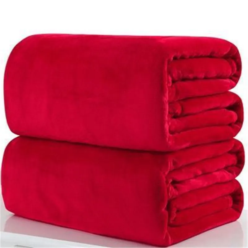 Warm Flannel Fleece Blankets Soft Solid Bedspread Plush Winter Summer Towel Quilt Throw Blanket for Bed Sofa