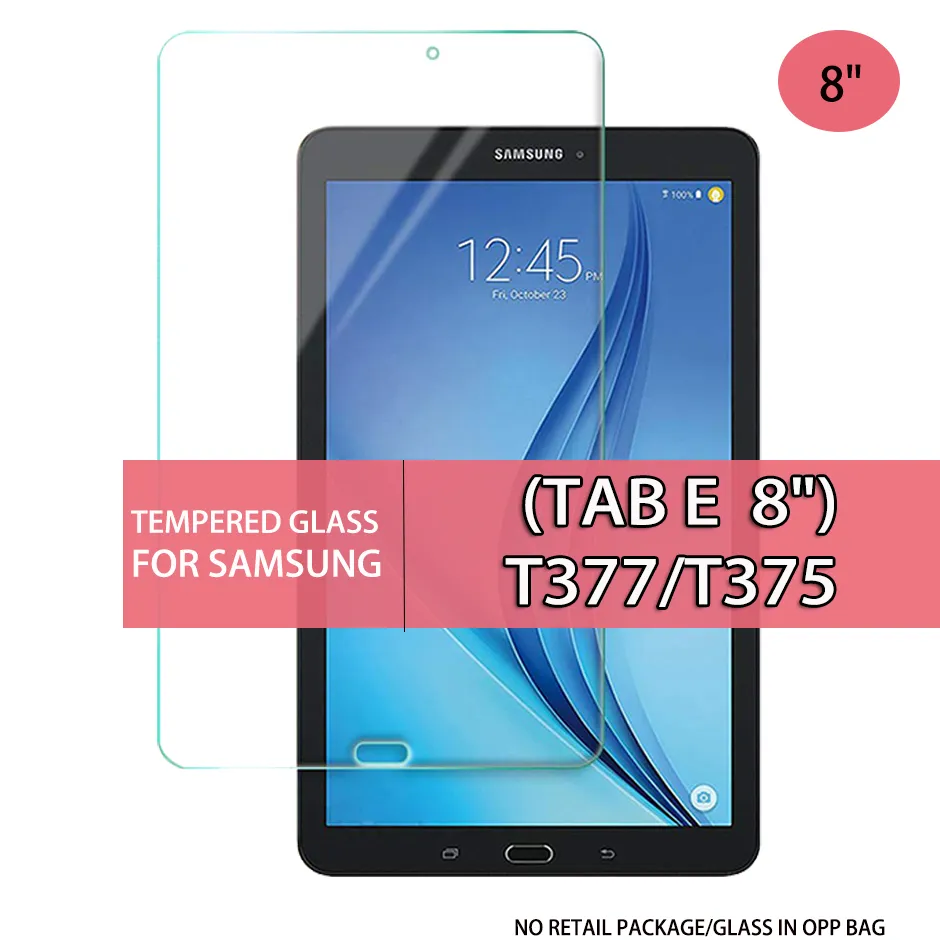 Tablet Temperli Cam Ekran Koruyucu için Samsung Galaxy Tab E 8 "T377 T375 8 Inç Cam Opp Torba