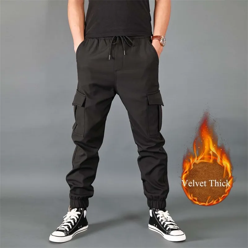 FALIZA hiver hommes pantalons épais polaire Joggers Multi poche pantalon de Sport en vrac mâle décontracté chaud pantalons de survêtement Cargo pantalon PA52 220108