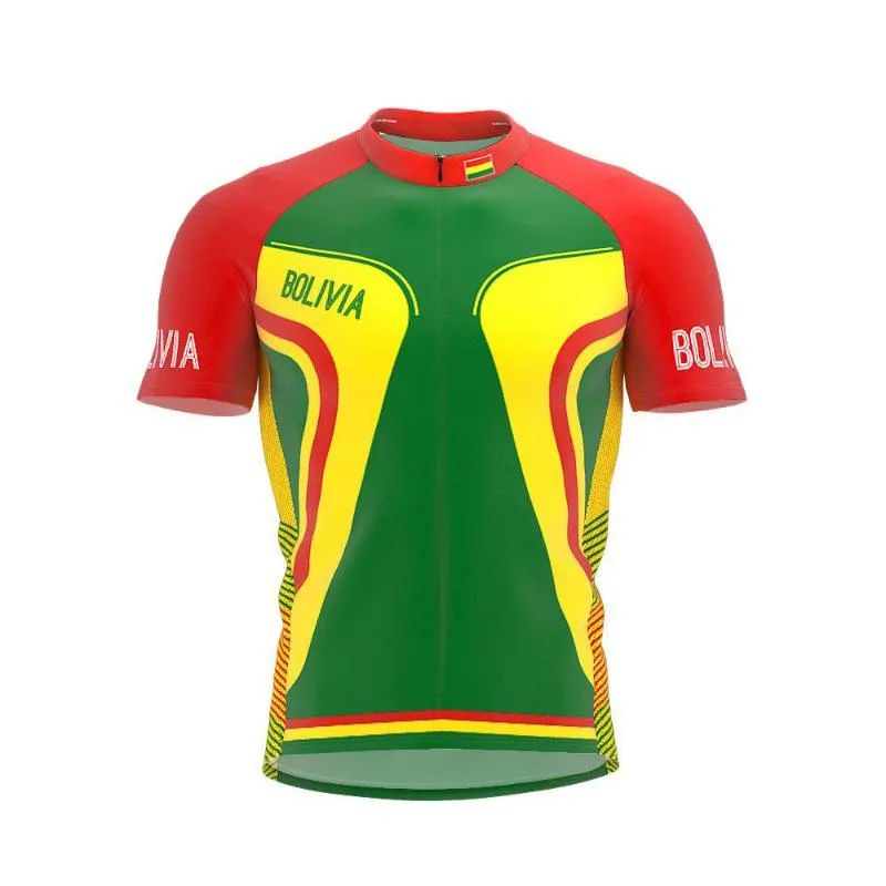 Racingjackor 2021 Bolivia More Style Men Classic Cycling Team Short Sleeved Bike Road Mountain Clothing Outdoor Jersey