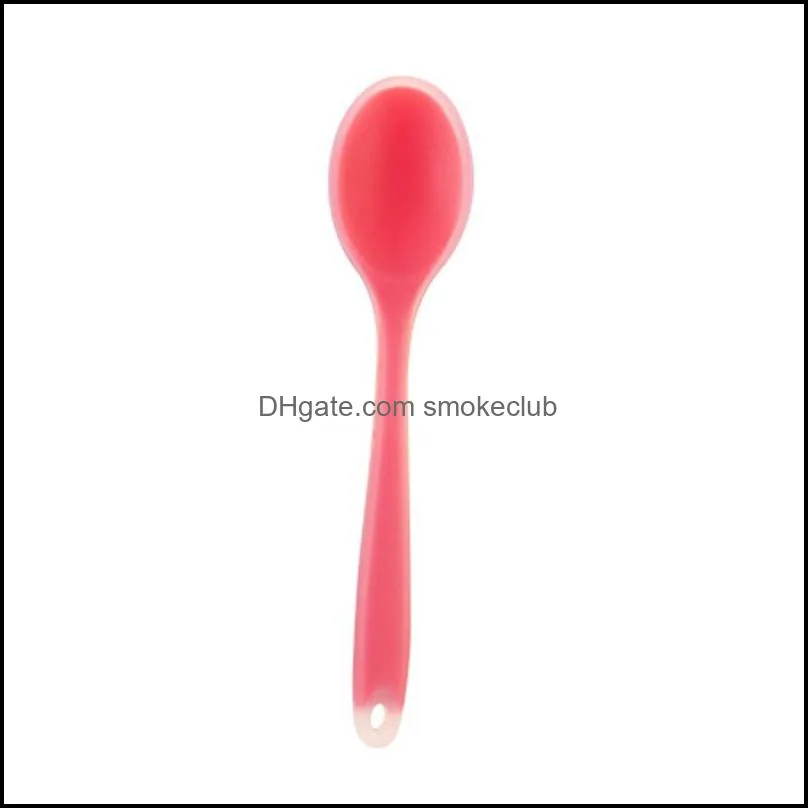 1pc Colorful Silicone Spoon Heat Resistant Non-stick Rice Spoons Kitchenware Tableware Learning Spoon Cooking Kitchen Tool