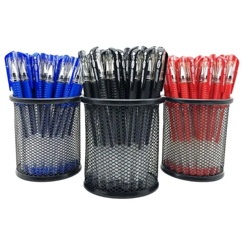 Penne gel 50 pezzi/confezione Penna usa e getta economica nero blu rosso 0,5 mm per scrivere disegni firma