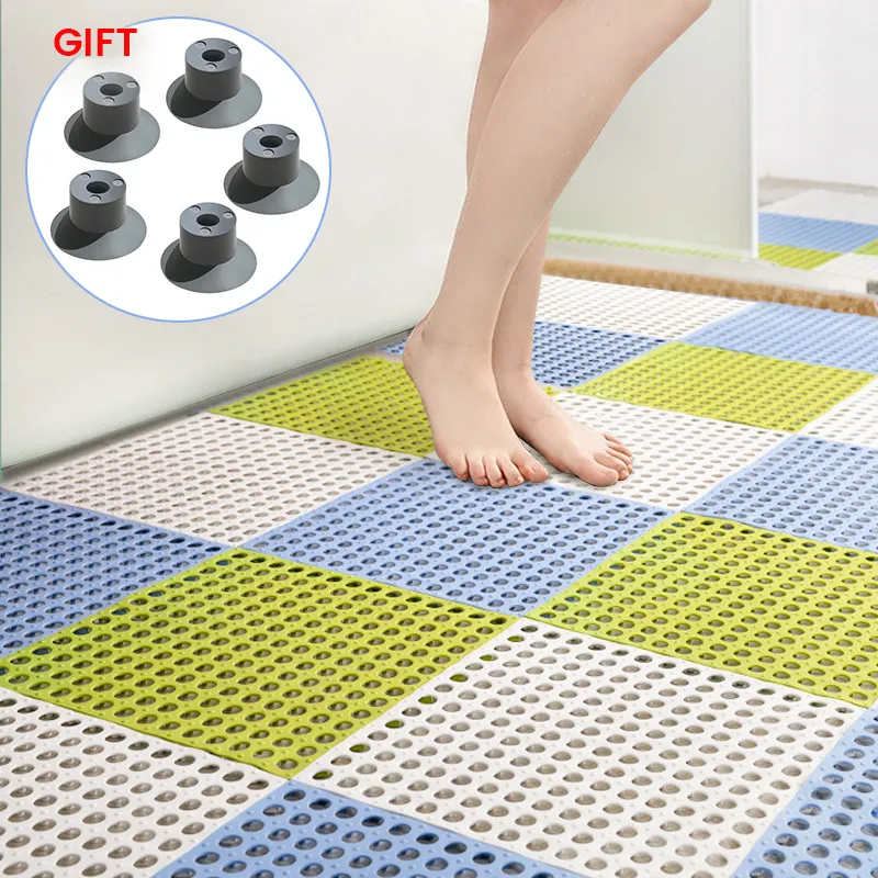 Top Creative Bath Room Tapetes Banheiro Conjunto de Tapetes Malha Macia Plástico Não-Slip Massagem 8 Cores para Escolher Combinação Livre Novo