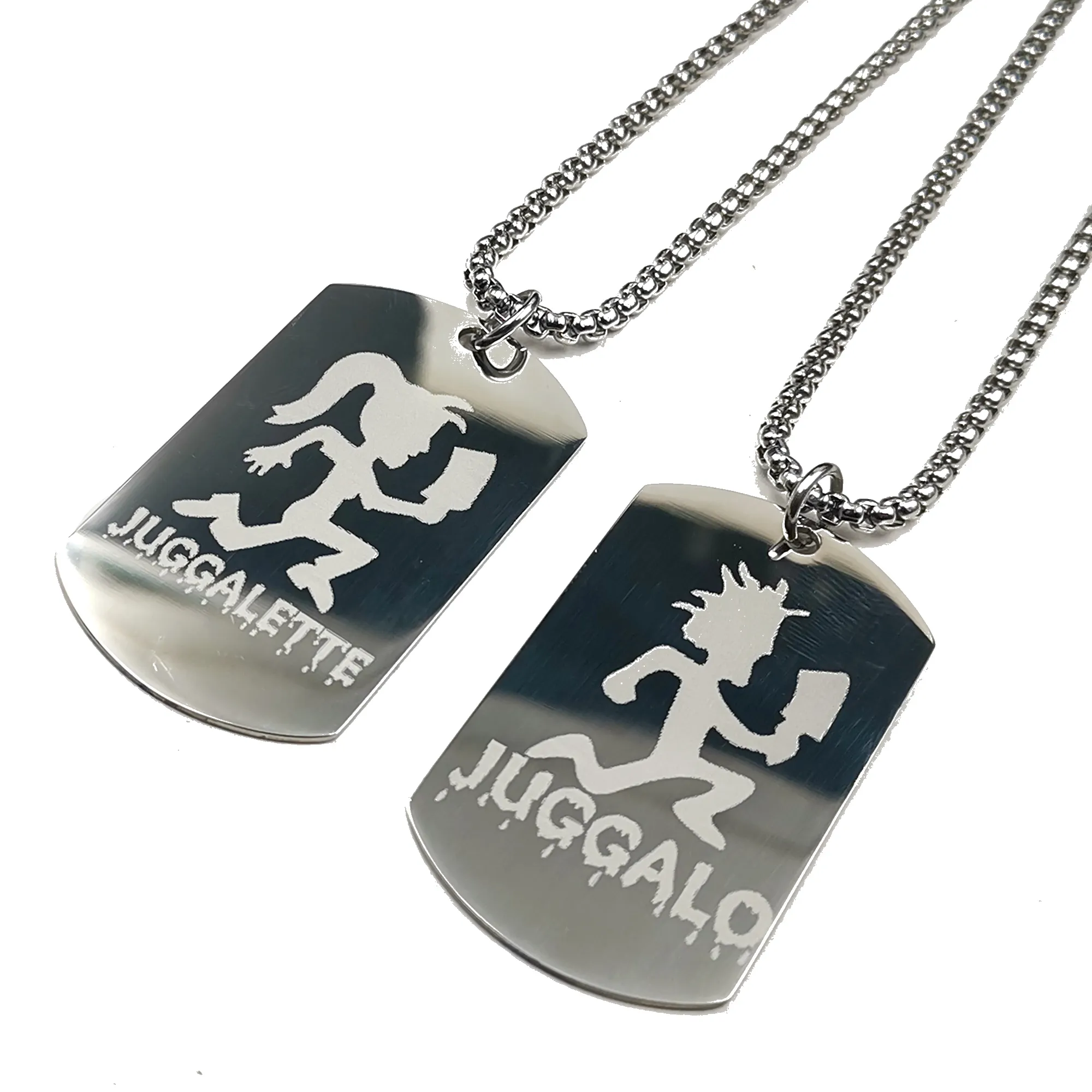 ICP Juggalo Hatchetman Army Card Dog Tag Charm Collier en acier inoxydable Pendentif Rolo Chaîne 3mm 24'' Argent