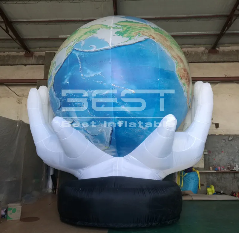 屋外広告世界の平和イベントのために膨脹可能な地球を保持しているカスタマイズされた巨大5メートル