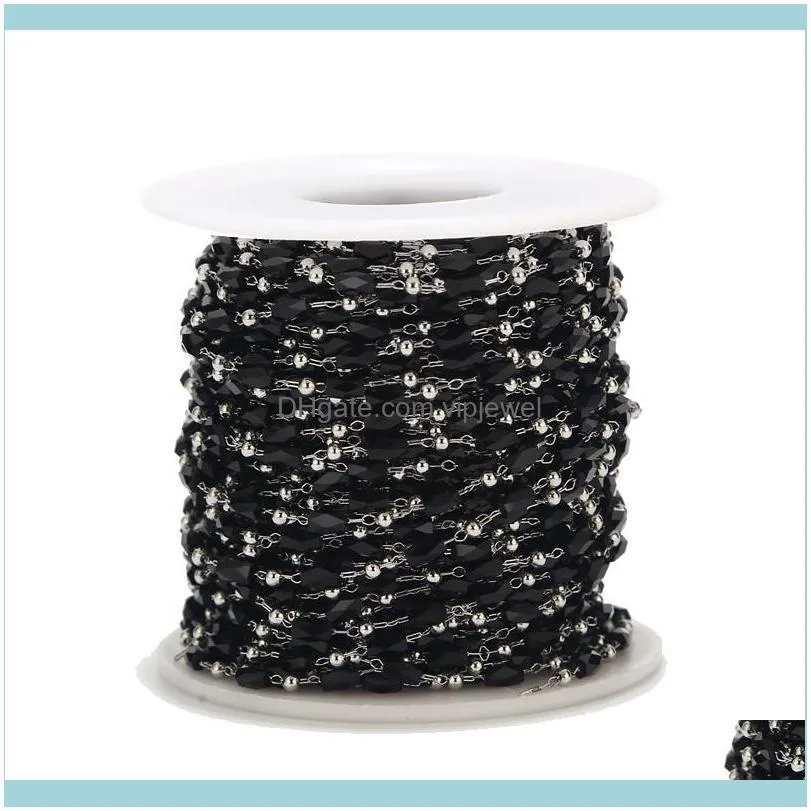 new style Stainless Steel Chains with glass beads for Jewelry crafts Making 3mm width