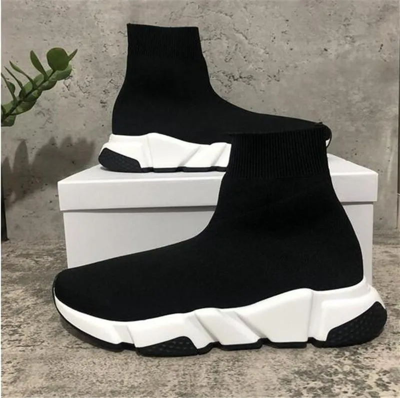 Casual Shoes Speed Trainers Balencaiga Sneakers Shoes Knit Sock White Black Khaki Watermark With Box Paris Mens Womens Size 36-46