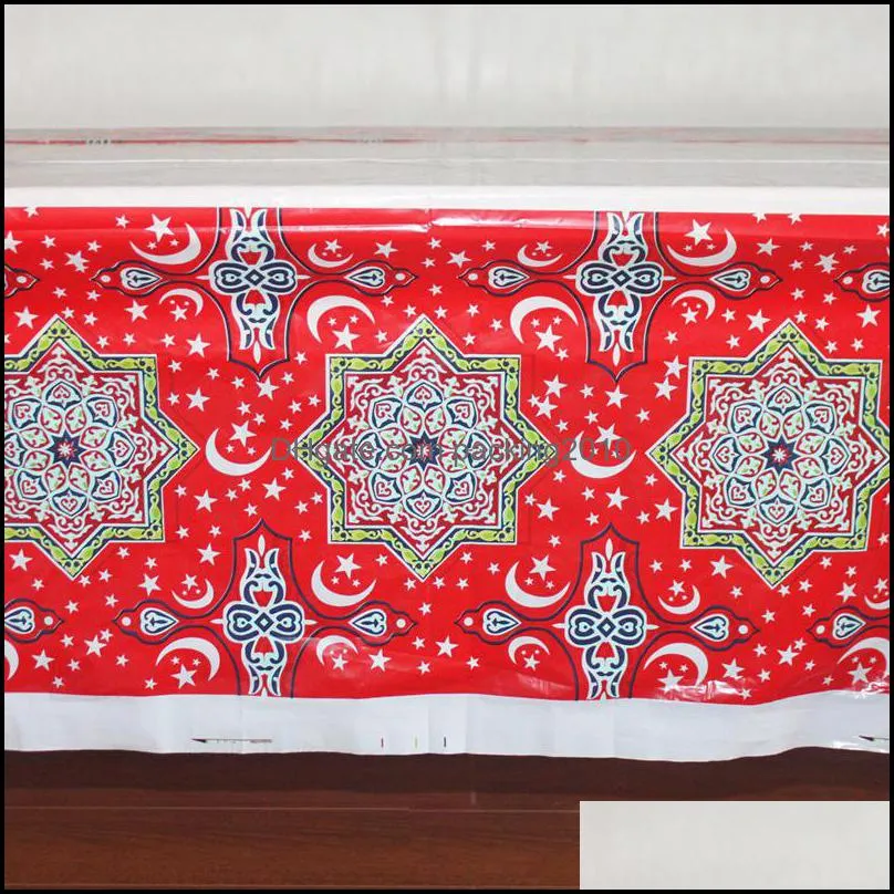 Plastic Ramadan Table Cover EID Mubarak Decoration Tablecloth for Muslim Islamic Party Tableware 5 Styles for Choosea25