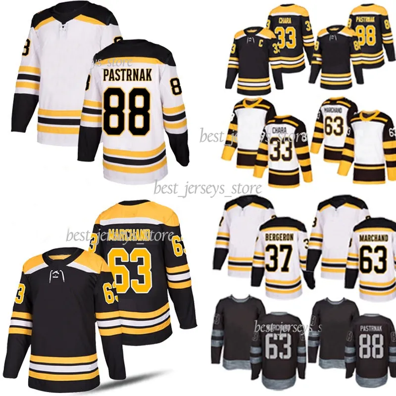 33 maglie da hockey Zdeno Chara 4 Bobby Orr 88 David Pastrnak 63 Brad Marchand 37 uniformi maglie Patrice Bergeron