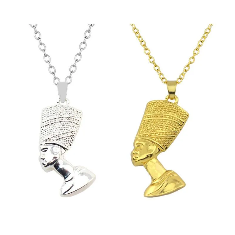 Подвесные ожерелья египетская фараон голова Золото Кокер Нефертити Ожежее