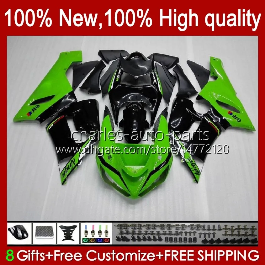 川崎忍者OEM ZX600C ZX636 ZX 6R 6 R 600CC 05-06 BodyWorks 7NO.7 ZX-600 ZX 636 ZX-600 2006 ZX-636 600 CC ZX6R 05 06 ABSフェアリングキットグリーン工場