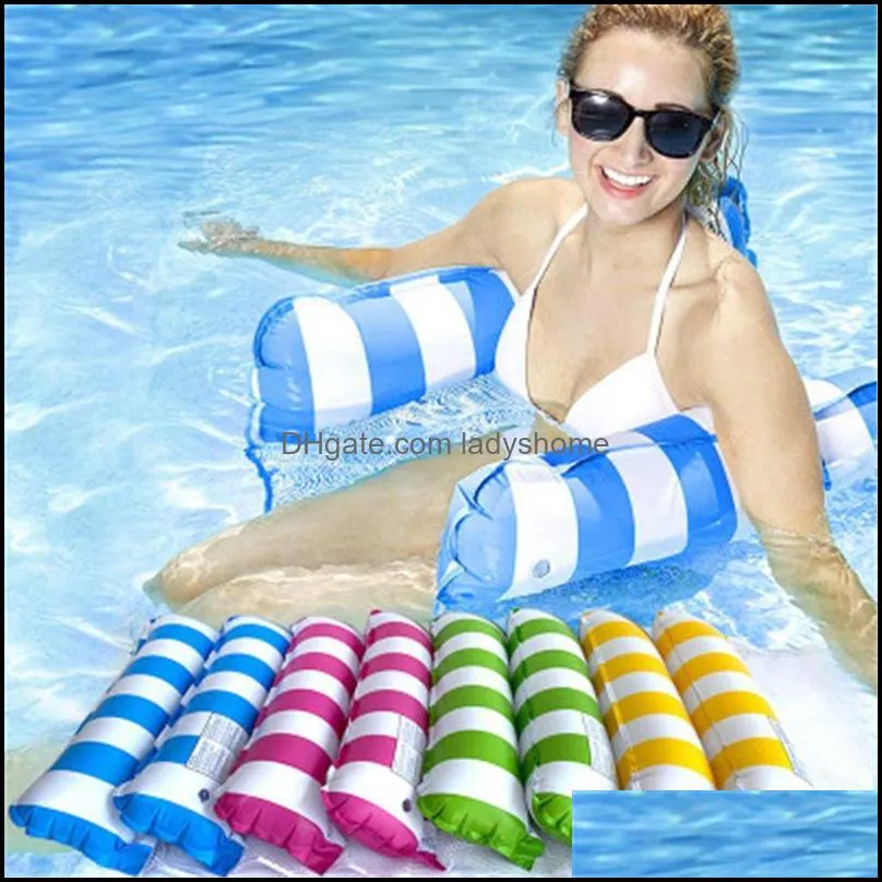 Adults Swimming Pool Striped Floats Hammock Chair Multi- Function Inflatable Pools Toys Water Lounge Raft Saddle Drifte HWE7490