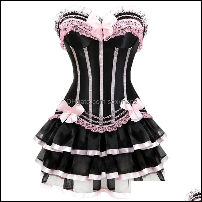 Bustiers espartilhos mulheres underwear roupas sexy gótico espartilho corset e saia plus size halloween trajes vestidos victorian festa