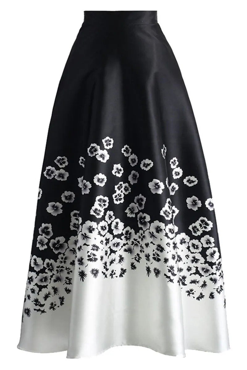 Monochrome-Floral-Print-High-Waist-Maxi-Skirt-LC65017-1-2