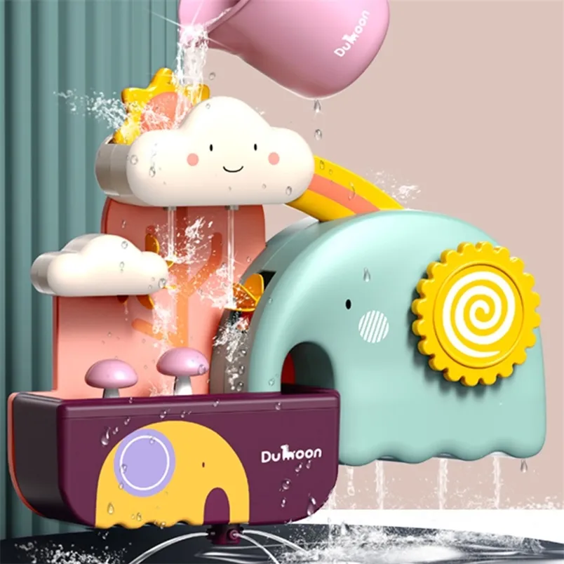 QWZ 목욕 장난감 파이프 라인 워터 스프레이 샤워 게임 어린이를위한 코끼리 아기 수영 룸 아이들 210712