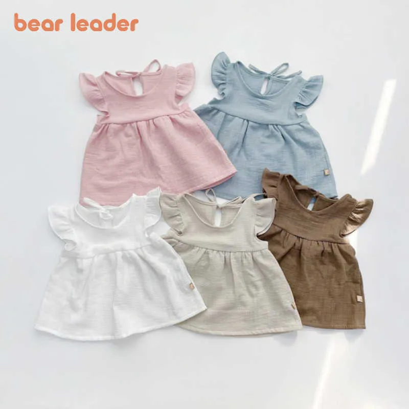 Urso líder nascido bebê sólido vestuário casual conjuntos verão toddler cute babados top e shorts outfits meninos menina roupas fatos 210708