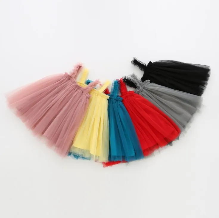 Kids Designer Clothes Girls Tulle Suspender Skirts Tutu Summer Princess Dresses Ins Ball Gown A-line Dress Dance Party Elegant Dress YL312