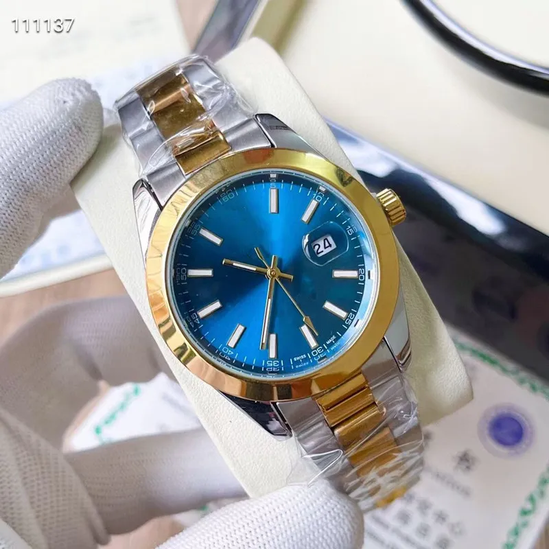 men Wristwatches men's quartz watch super mineral high-definition glass lens, quartz movement, with calendar, full stainless stee 41mm