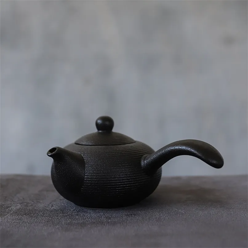 LUWU vaisselle noire en céramique théières kyusu théière chinoise faite à la main 165 ml 210621