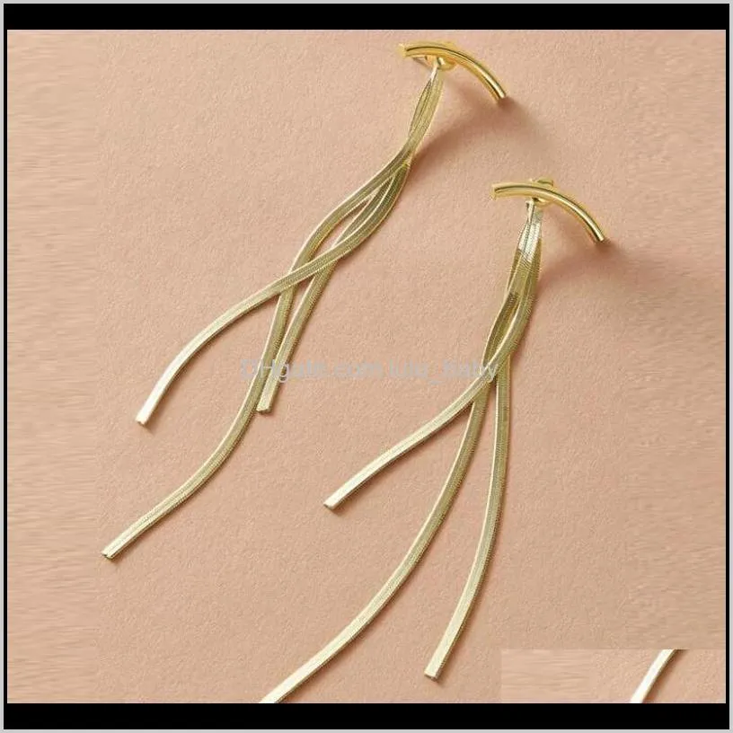 2020 New Arrival Long Tassel Stud Earrings for Women Girl Unique Design Creative Snake Bone Metal Gold Earrings female Jewelry