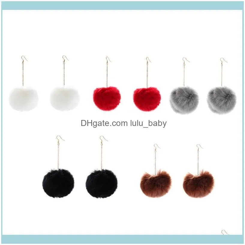 Dangle & Chandelier Long Pom Earrings Fluffy Fashion Soft Faux Fur Ball Plush Pendant Earring Jewelry