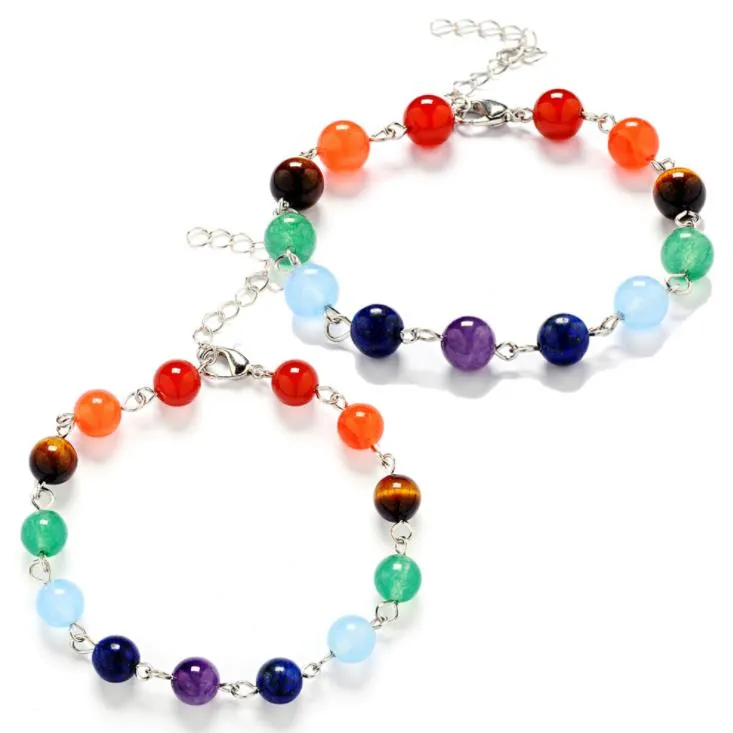 Yoga 7 Chakra Healing Balance Bracelet Natural Stone Bracelets Bangle Cuff Inspired Jewelry for Women Children