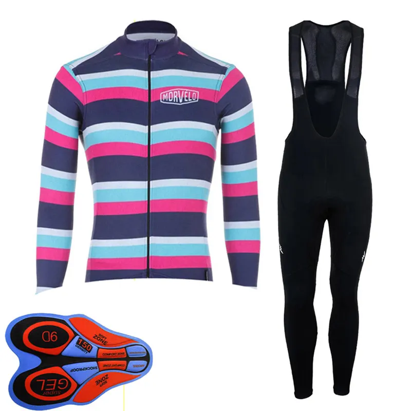 Maglia da ciclismo da uomo MORVELO Team set autunno quick dry Manica lunga MTB bike shirt salopette tuta bicicletta uniforme abbigliamento da corsa Y21031222