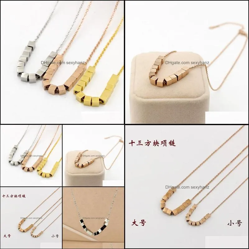 Martick Fashion Modern Woman 13 Squares Pendant Necklace Simple Elegant Link Chain Necklace 316L Stainless Steel Jewerly P1311