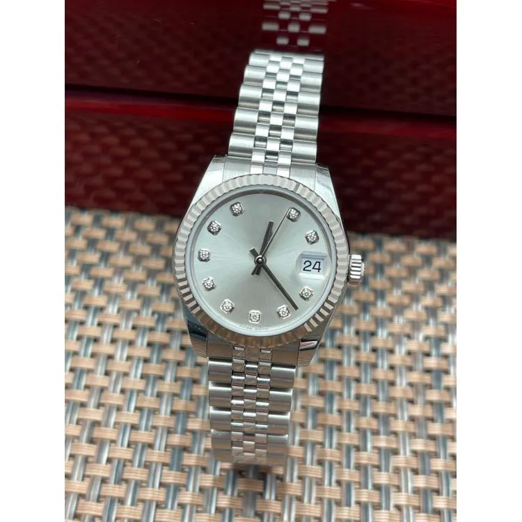 Ladie casual relógio prata diamante dial senhoras 31mm relógio 178274eta 2813 relógios luminosos de cristal de fábrica de esportes.