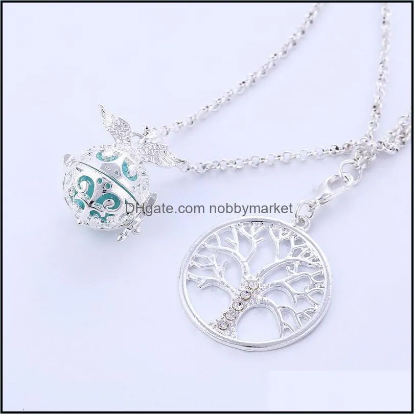 New Tree of life  Oil Diffuser Pendant Multi-layered Necklace Aromatherapy cage wing charm For women s Fashion Jewelry