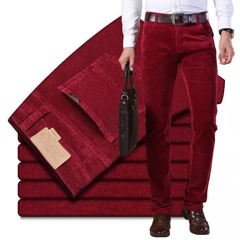 Fashion Autumn Winter Men`s Thick Warm Corduroy Pants Fleece Trousers Male Casual Business Style Long Jeans Men Size28-38 Men's