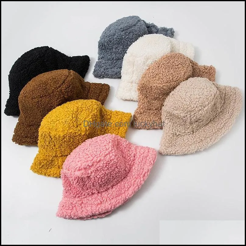 Ampla Brim bonés Chapéus Chapéus, Lenços Moda Moda AessóriosFashion Sólido Artificial Quente Faux Fur Winter Bucket Chapéu para Mulheres Ao Ar Livre Sunsc